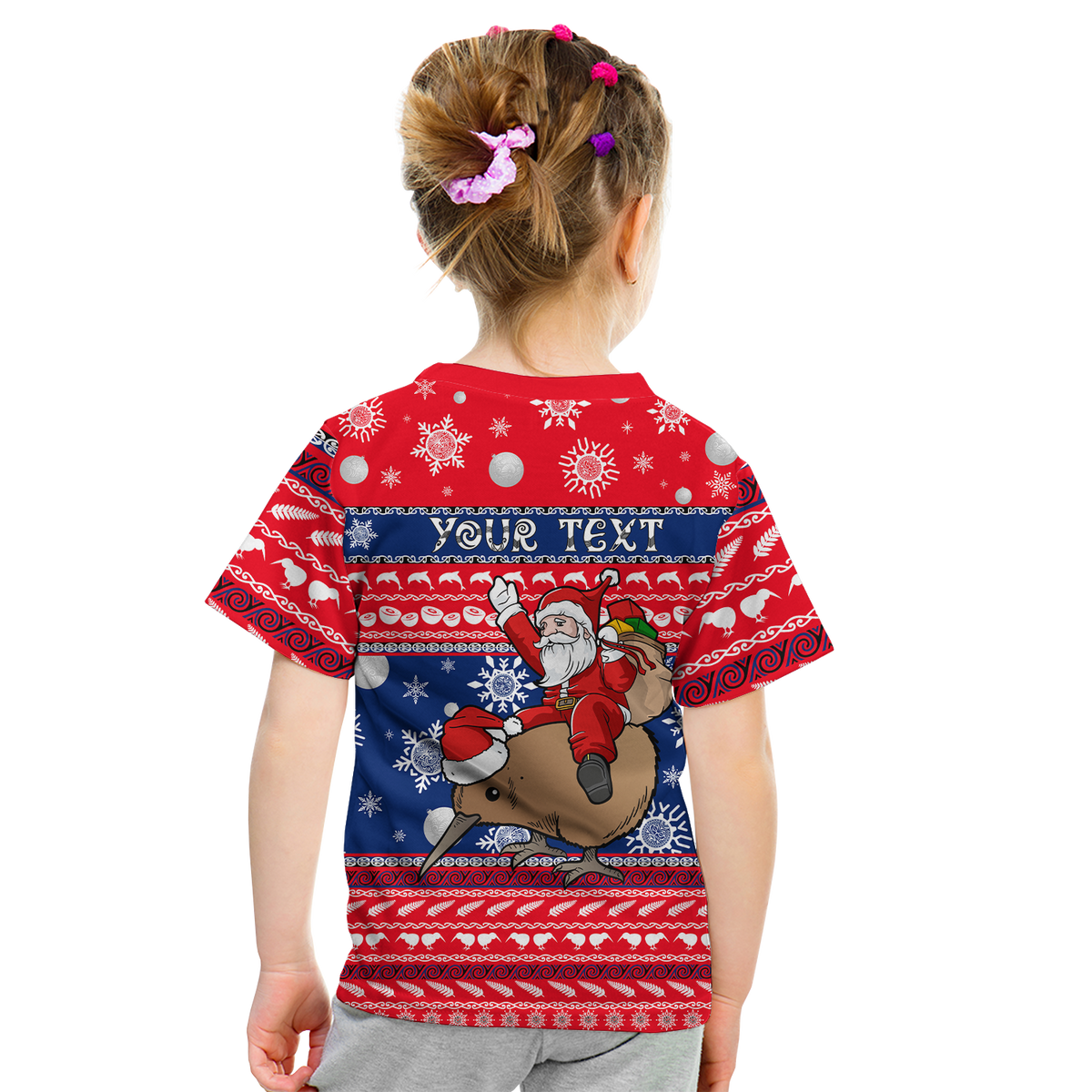 Custom New Zealand Maori Meri Kirihimete T Shirt LT2 Kid RED - Polynesian Pride