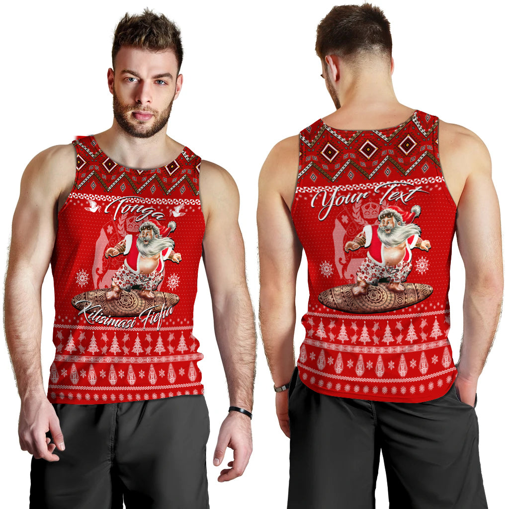 (Custom Personalised) Tonga Christmas - Kilisimasi Fiefia Santas Polynesia Men Tank Top - LT2 RED - Polynesian Pride