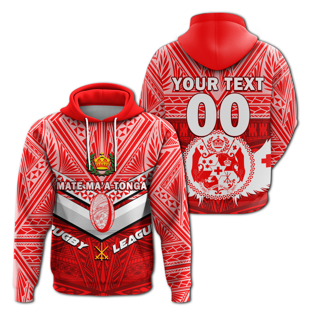 Custom Tonga Rugby Mate Maa Tonga Tapa Pattern Hoodie LT2 Hoodie RED - Polynesian Pride