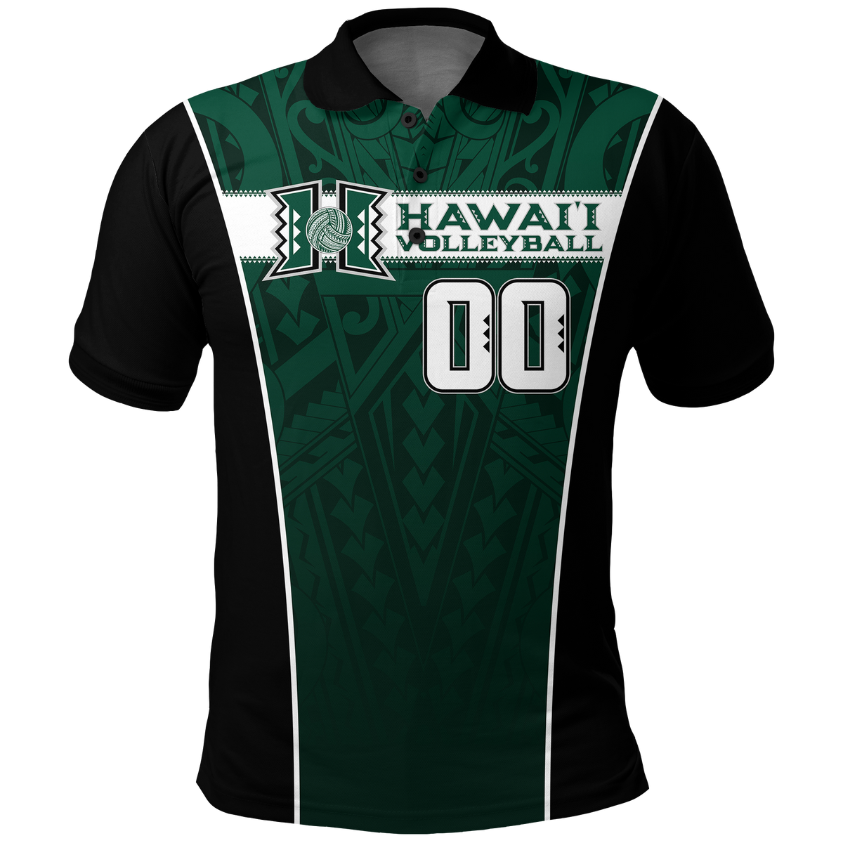 Custom Hawaii Volleyball Green Warrior Polo Shirt LT2 - Polynesian Pride