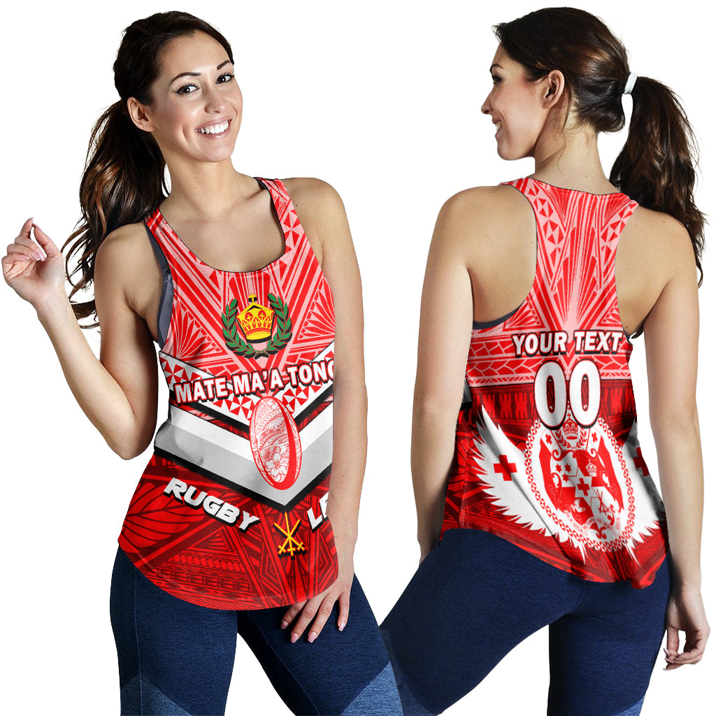 (Custom Personalised) Tonga Rugby Mate Ma'a Tonga Tapa Pattern Women Tank Top - LT2 RED - Polynesian Pride