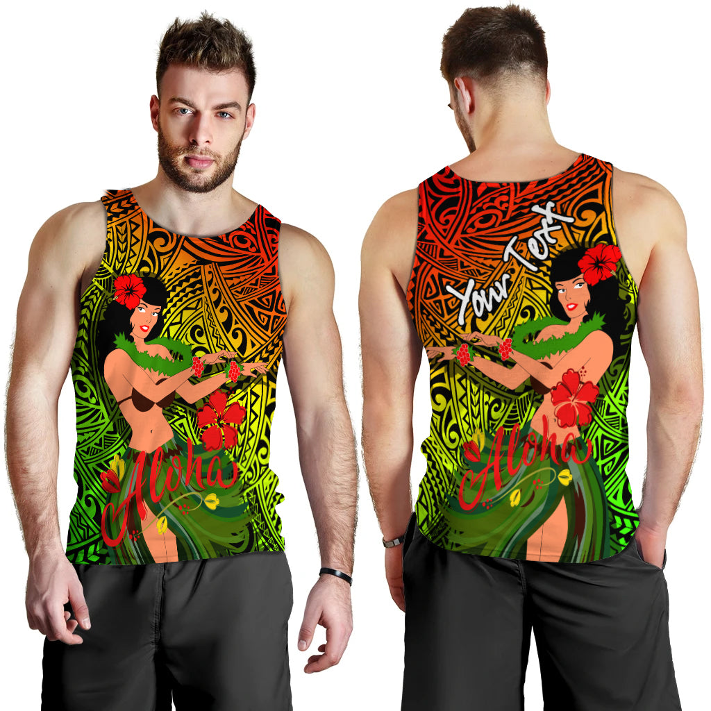 (Custom Personalised) Hawaii Hula Girl Reggae Men Tank Top - LT2 RAGGAE - Polynesian Pride