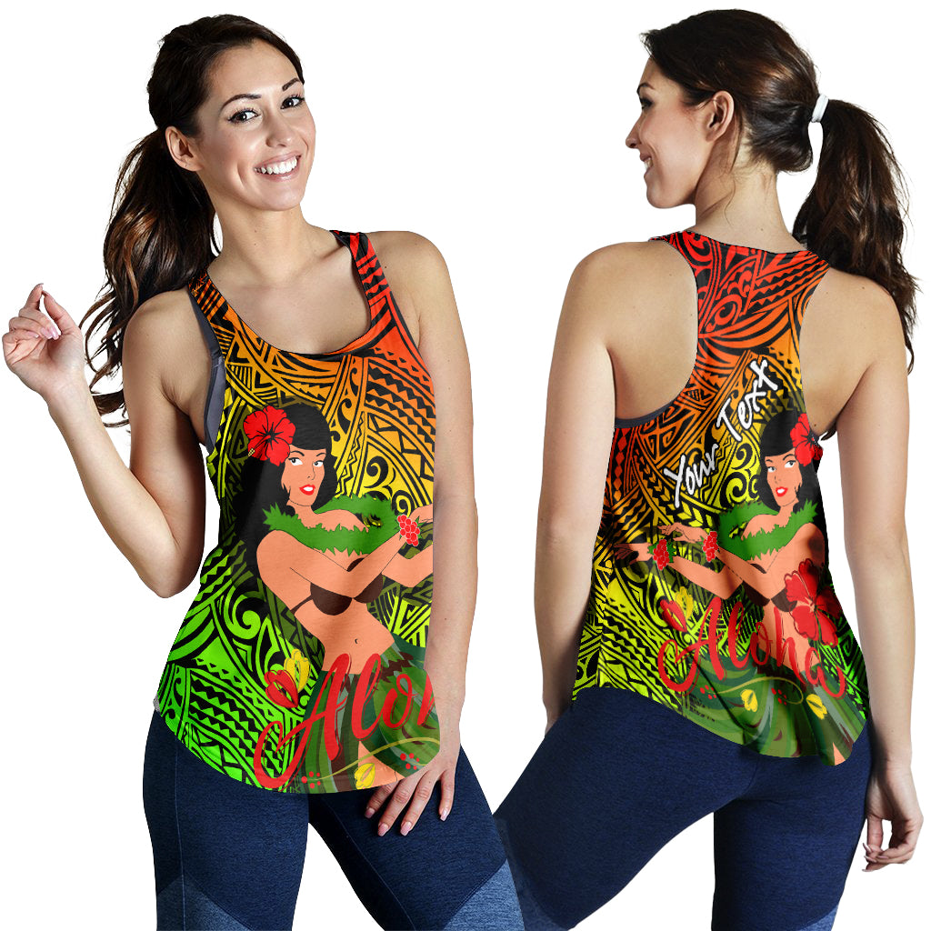 (Custom Personalised) Hawaii Hula Girl Reggae Women Tank Top - LT2 RAGGAE - Polynesian Pride