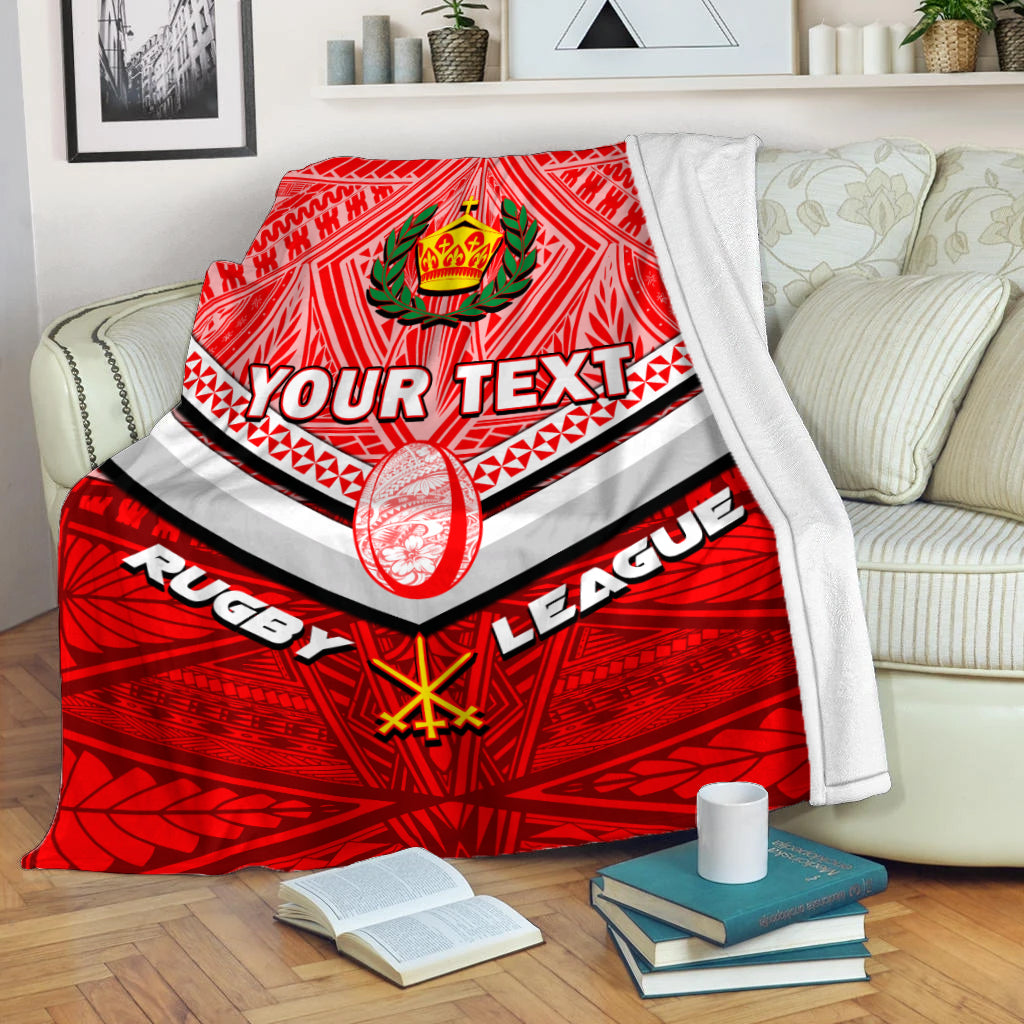 (Custom Personalised) Tonga Rugby Mate Ma'a Tonga Tapa Pattern Blanket - LT2 Red - Polynesian Pride