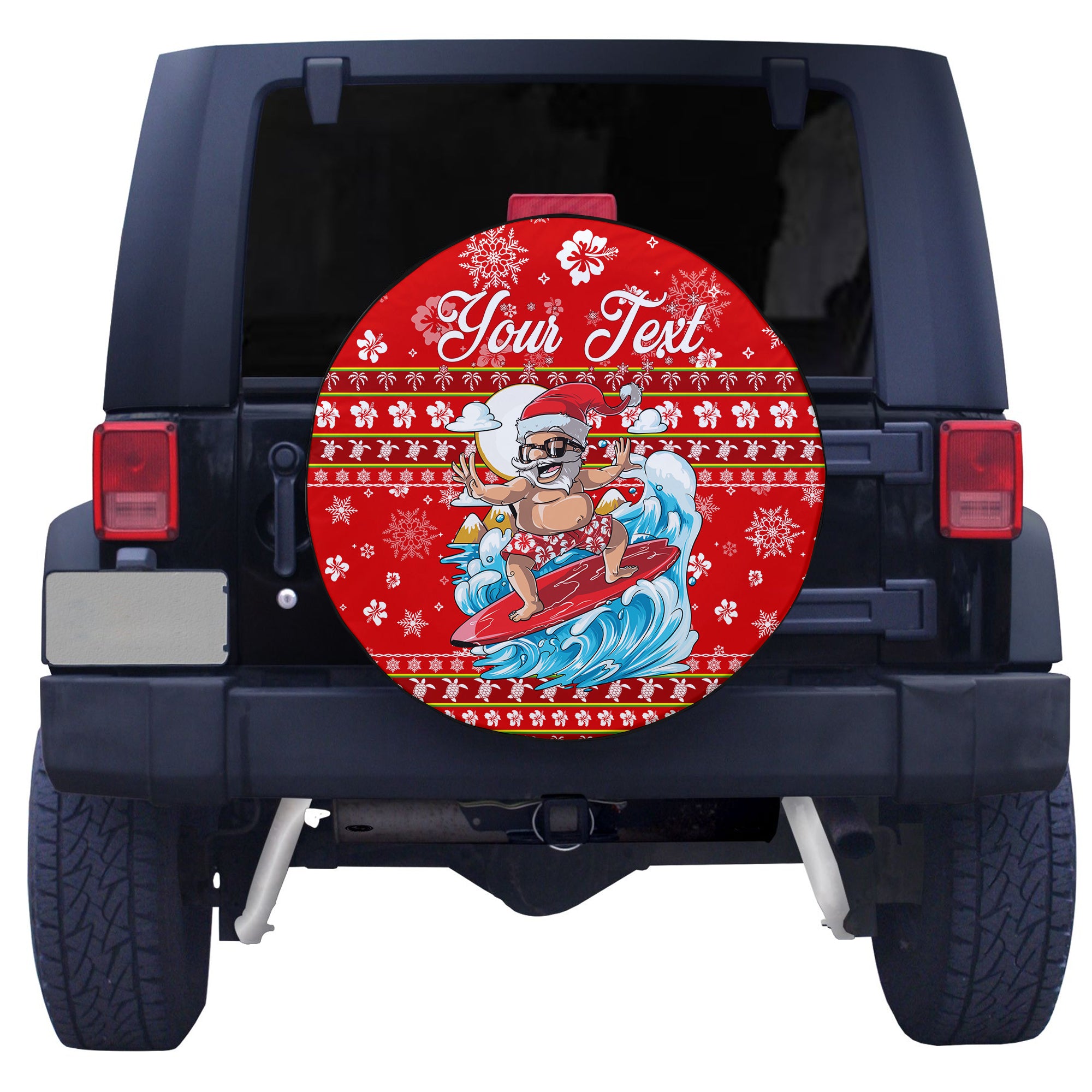 (Custom Personalised) Hawaii Christmas Santas Surf Mele Kalikimaka Spare Tire Cover- LT2 Red - Polynesian Pride