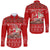 (Custom Personalised) Tonga Christmas - Kilisimasi Fiefia Santas Polynesia Long Sleeve Button Shirt - LT2 Unisex RED - Polynesian Pride