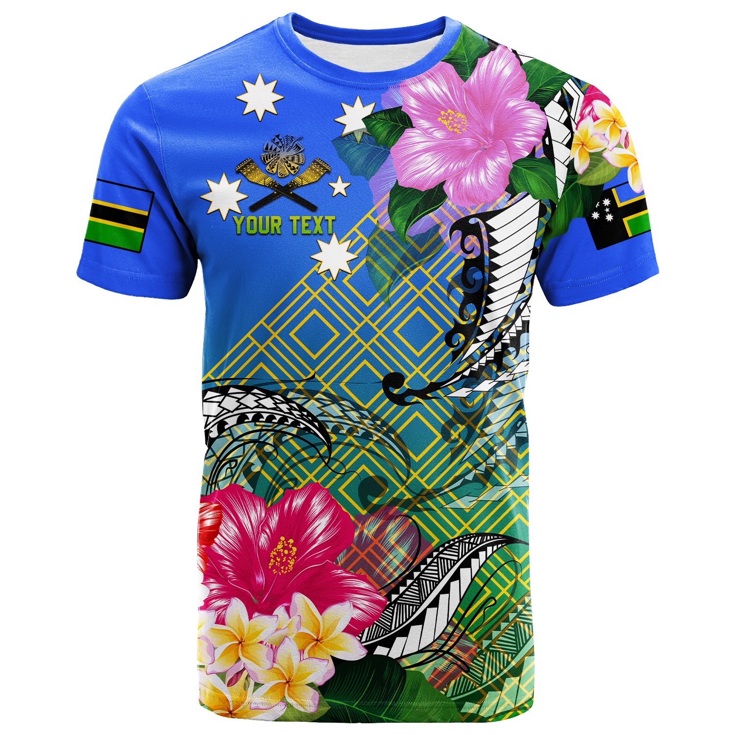 Custom South Sea Islanders Kanakas Hibiscus Polynesia T Shirt LT2 BLUE - Polynesian Pride