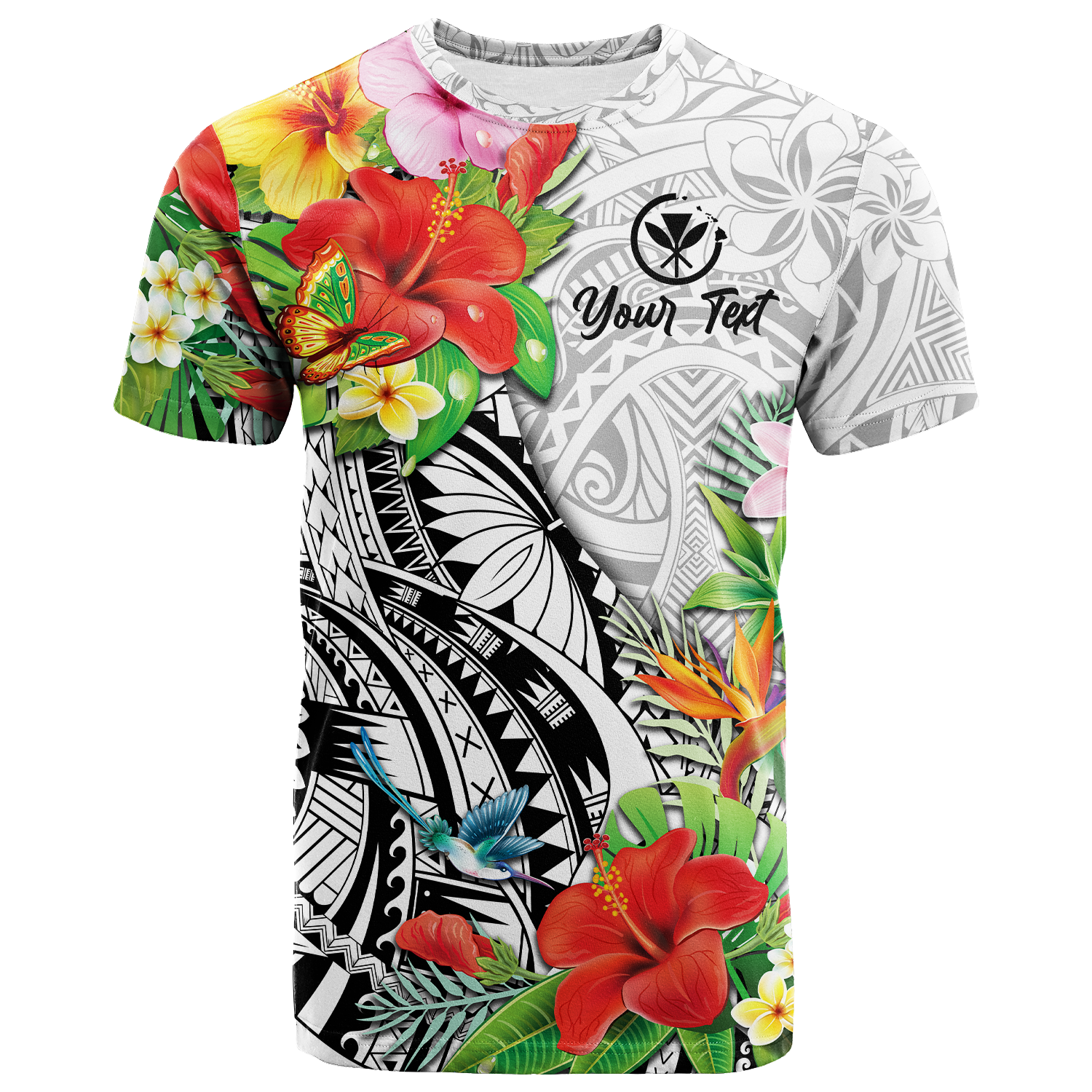 Custom Hawaii Hibiscus Kanaka Polynesia T Shirt LT2 WHITE - Polynesian Pride