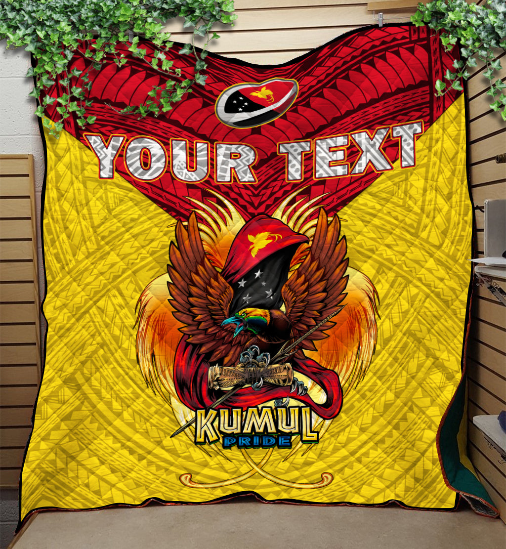 (Custom Personalised) Papua New Guinea Rugby Kumul Pride Quilt - LT2 YELLOW - Polynesian Pride