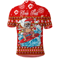 Custom Hawaii Christmas Santas Surf Mele Kalikimaka Polo Shirt LT2 Adult RED - Polynesian Pride