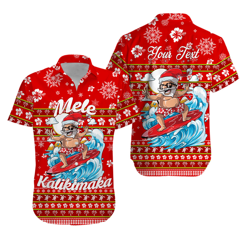 (Custom Personalised) Hawaii Christmas Santas Surf Mele Kalikimaka Hawaiian Shirt - LT2 Unisex RED - Polynesian Pride