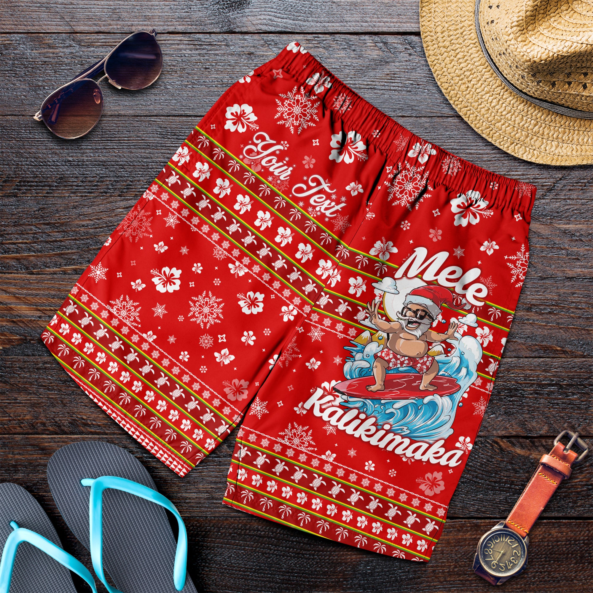 (Custom Personalised) Hawaii Christmas Santas Surf Mele Kalikimaka Men Short - LT2 - Polynesian Pride