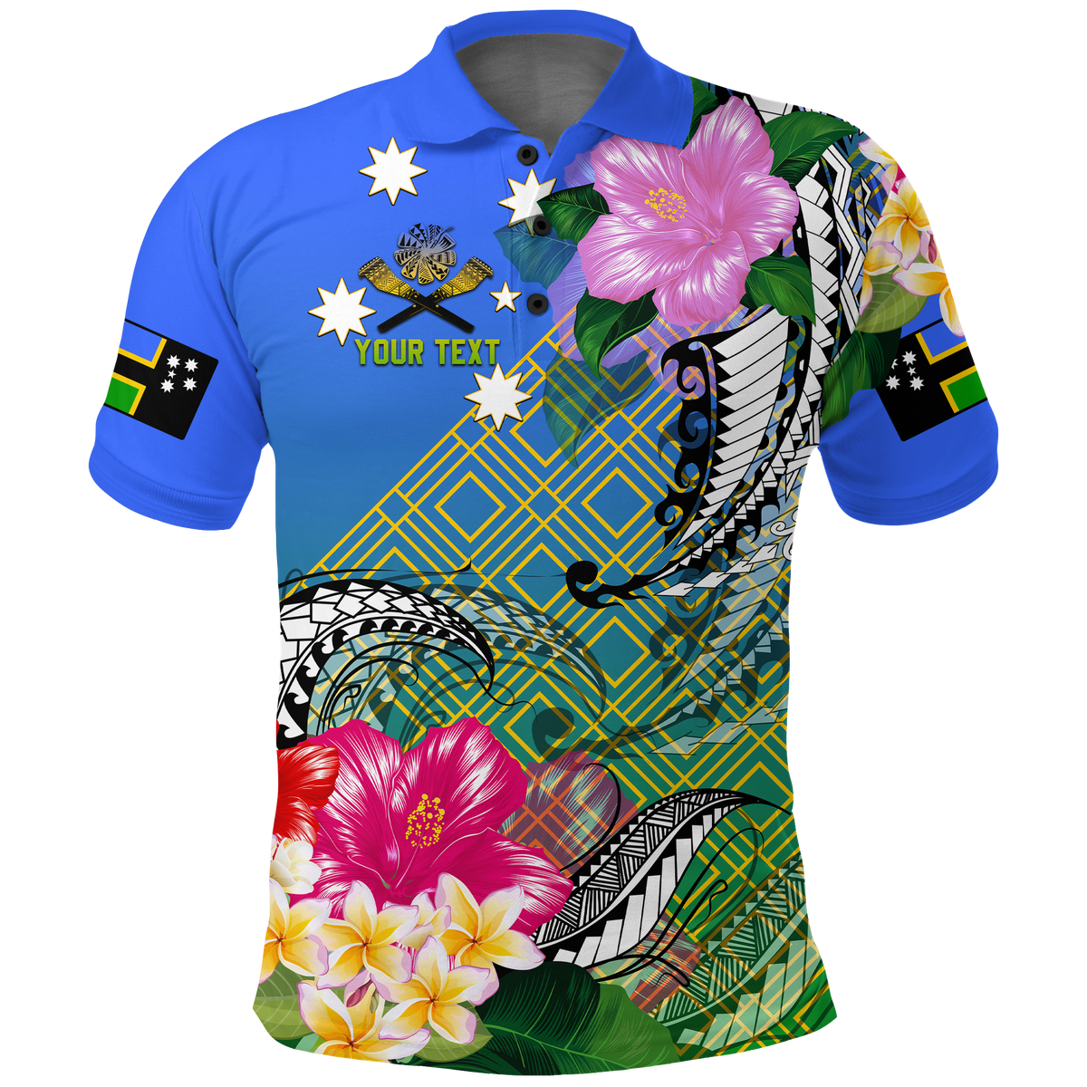 Custom South Sea Islanders Kanakas Hibiscus Polynesia Polo Shirt LT2 BLUE - Polynesian Pride