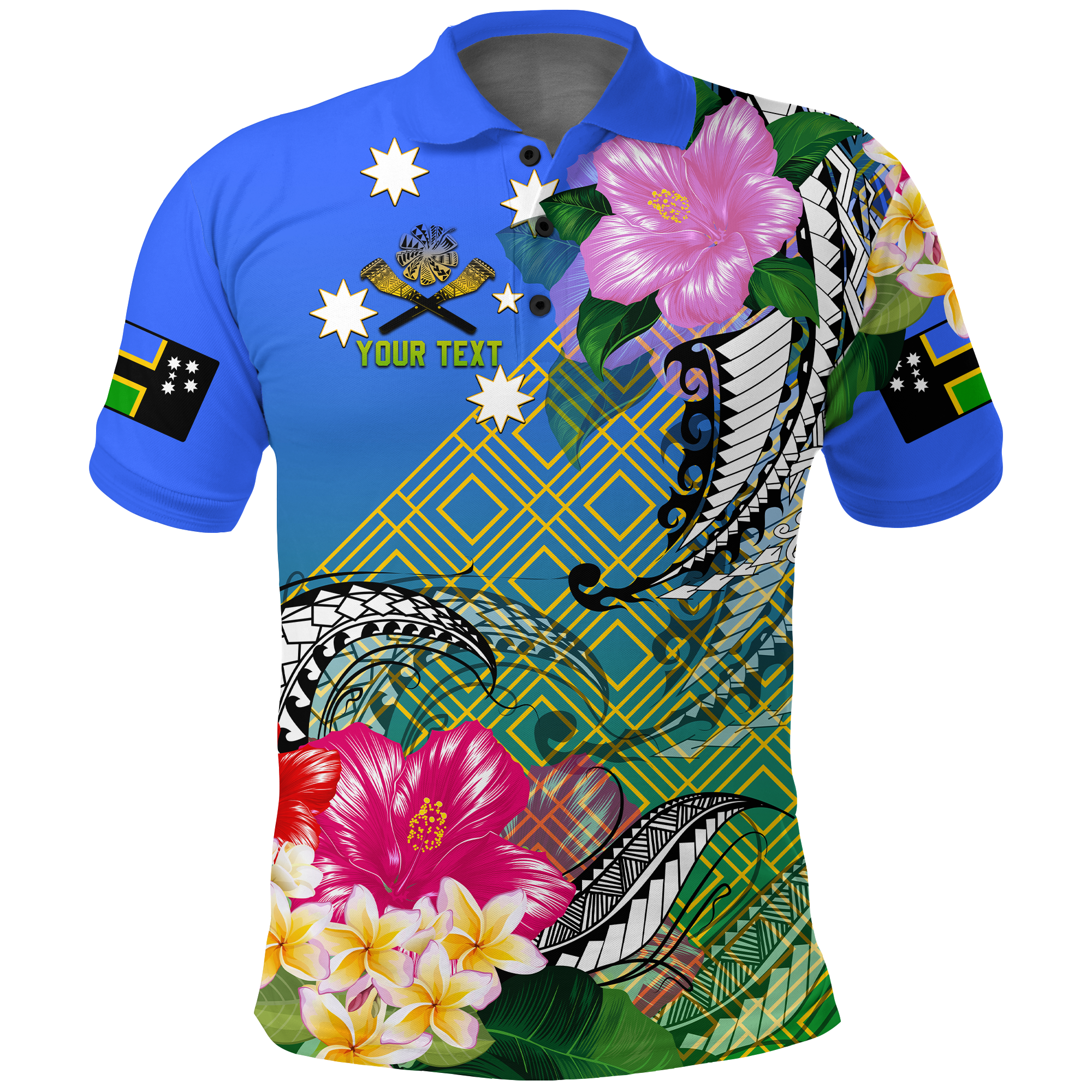 Custom South Sea Islanders Kanakas Hibiscus Polynesia Polo Shirt LT2 BLUE - Polynesian Pride