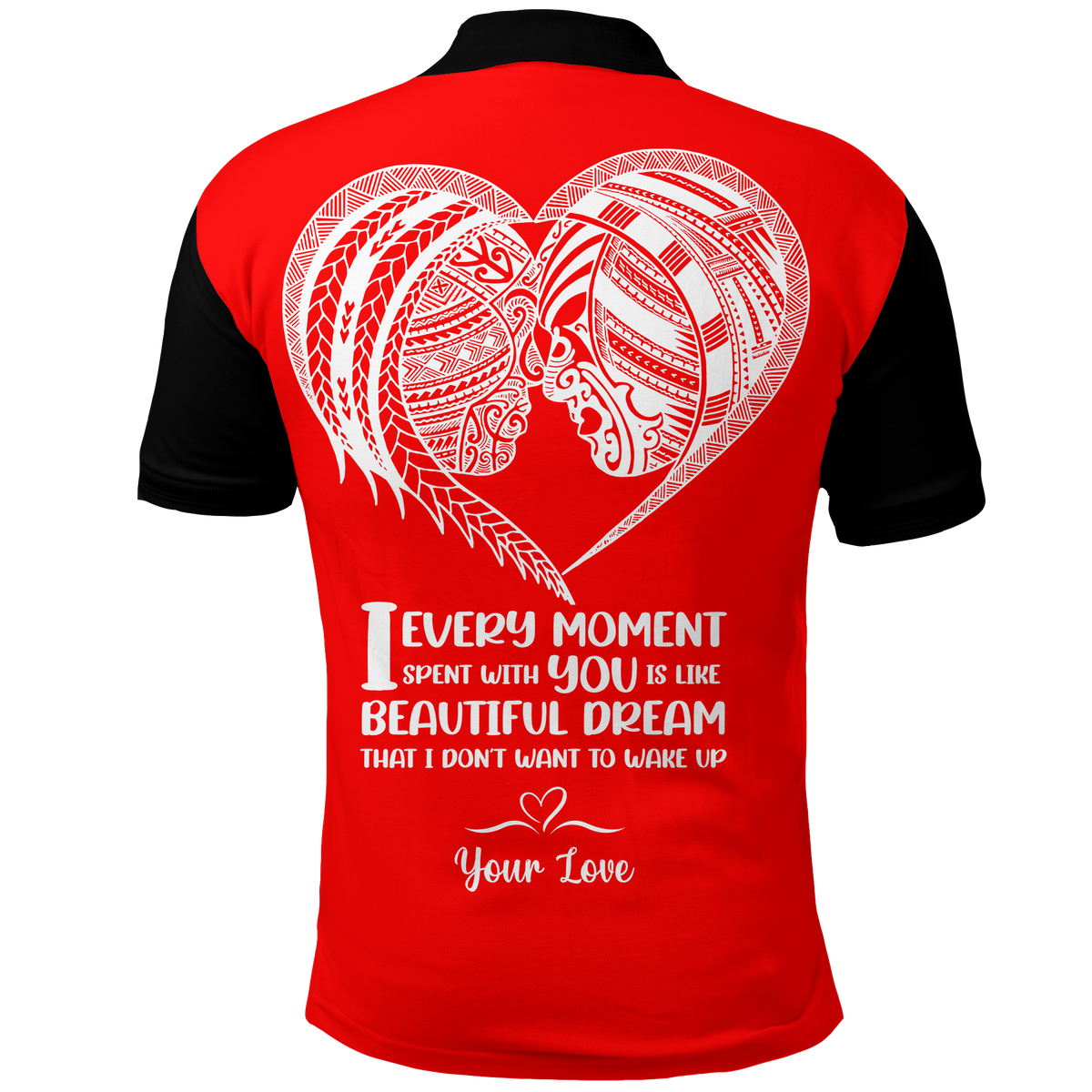 Custom Fiji Valentine Couple Heart Polo Shirt LT2 RED - Polynesian Pride