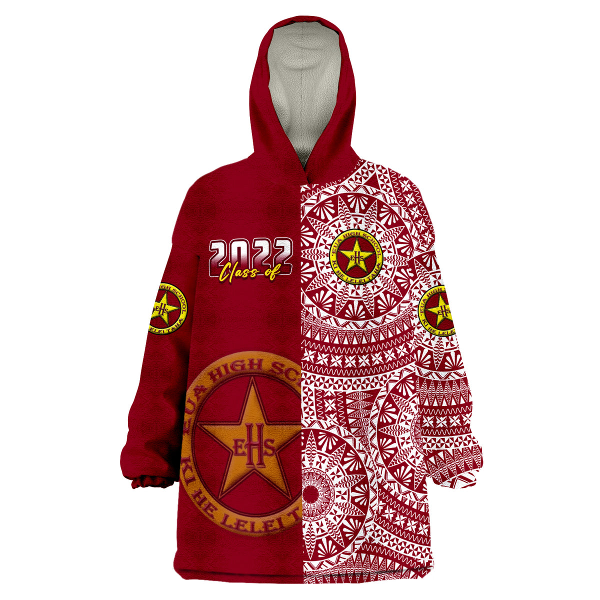 (Custom Text And Number) Tonga Eua High School Class Of Year Tongan Ngatu Pattern Wearable Blanket Hoodie LT14 Unisex One Size - Polynesian Pride