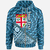 Fiji Zip Hoodie Custom Tapa Patterns With Bamboo Unisex Blue - Polynesian Pride