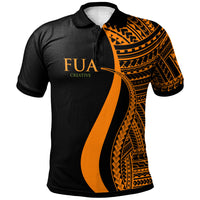 Fua Creative Hawaii Polo Shirt Orange Polynesian Tentacle Tribal Pattern LT10 Orange - Polynesian Pride