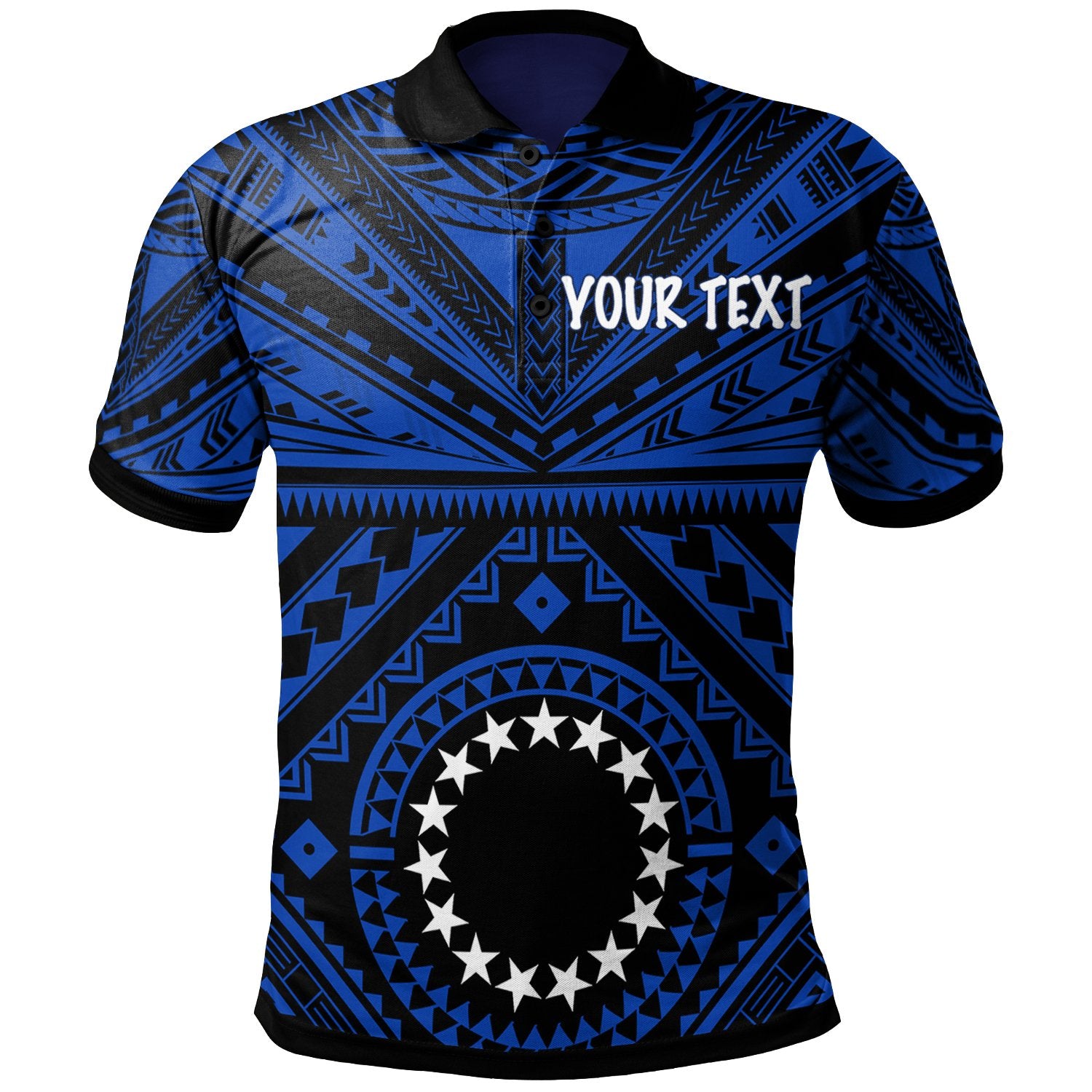 Cook Island Custom Polo Seal With Polynesian Tattoo Style (Blue) Unisex Blue - Polynesian Pride