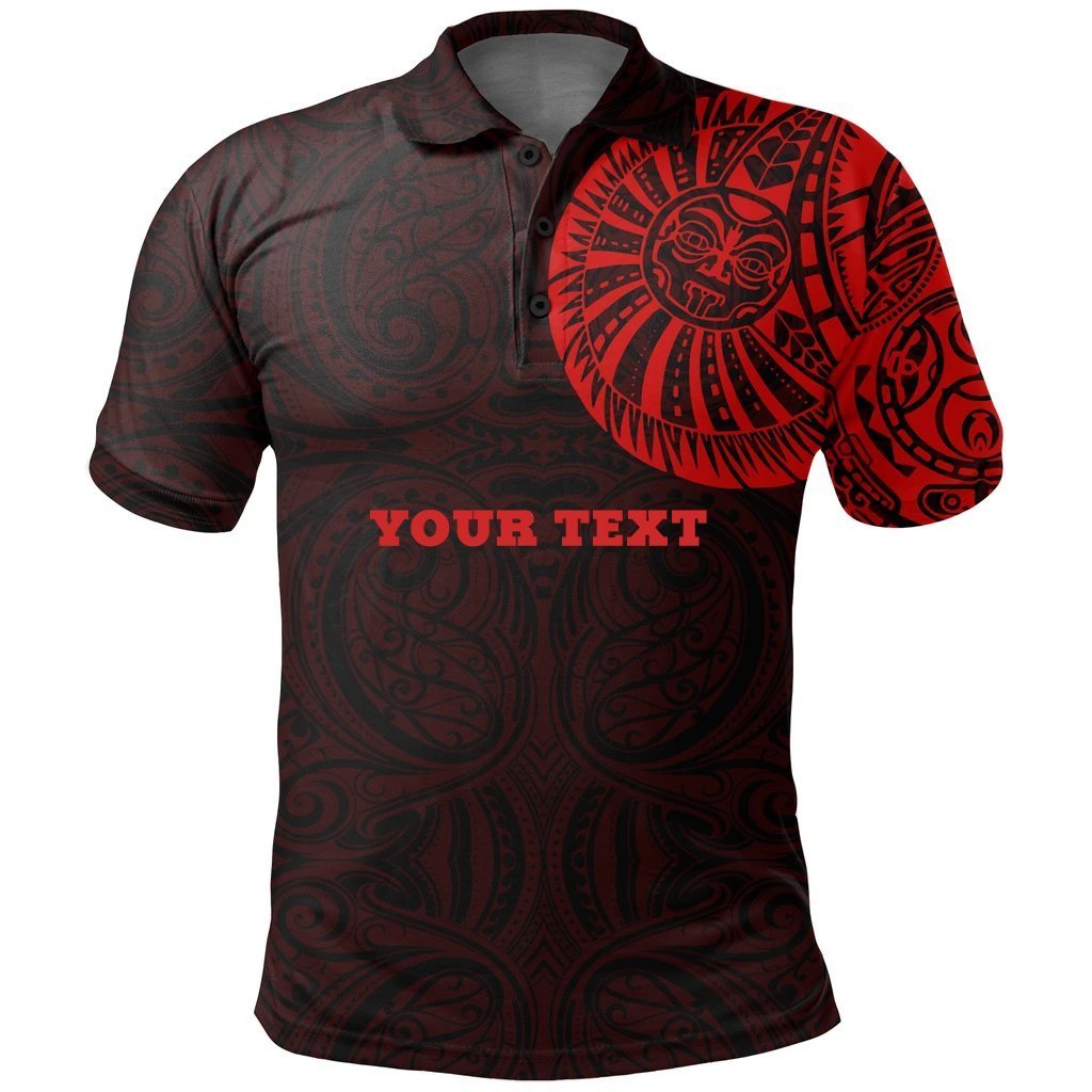 Maori Polo Shirt, Maori Warrior Tattoo Golf Shirts Red Customized Unisex Black - Polynesian Pride