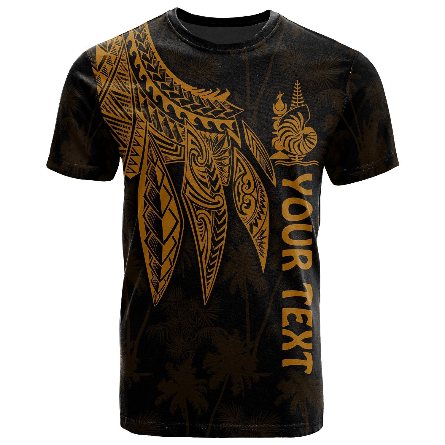 New Caledonia Custom T Shirt Polynesian Wings Golden Unisex Golden - Polynesian Pride