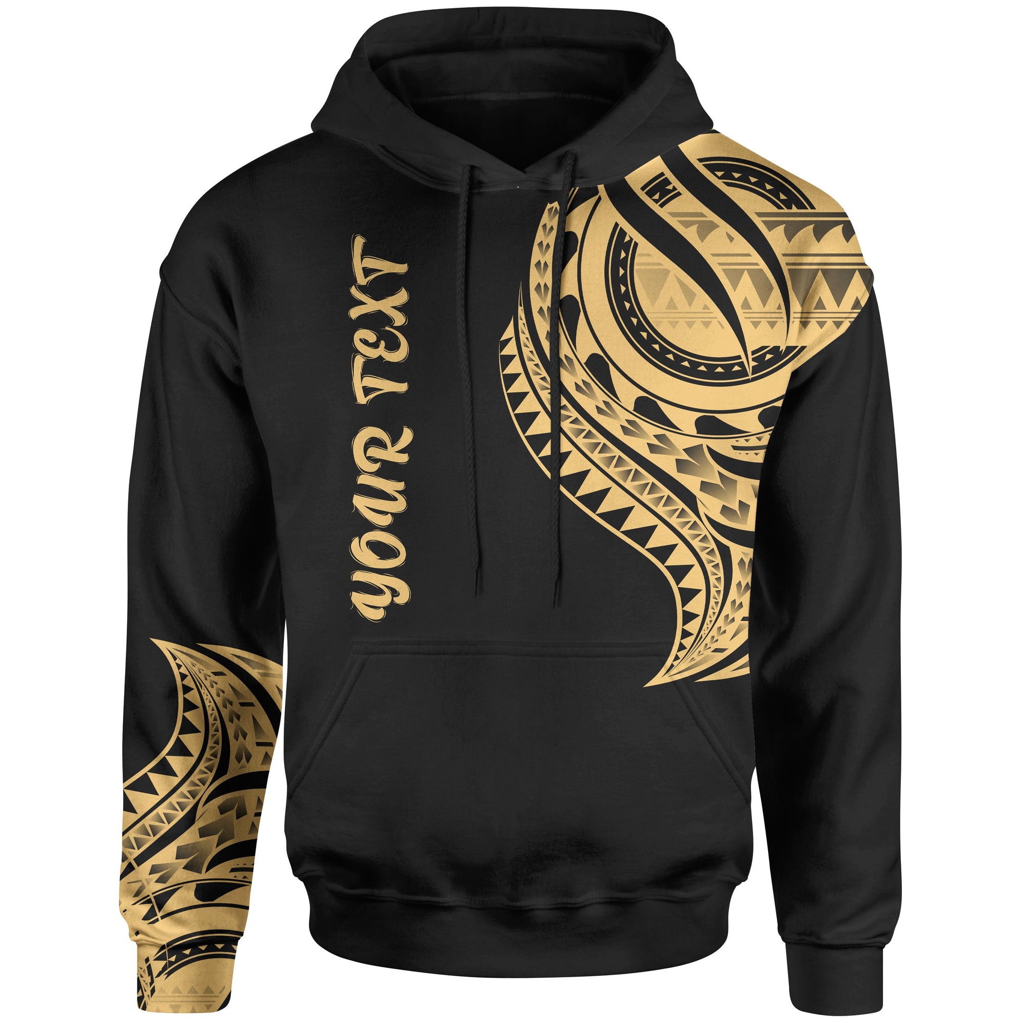 Samoa Custom Hoodie Samoan Tatau Gold Patterns Unisex Black - Polynesian Pride