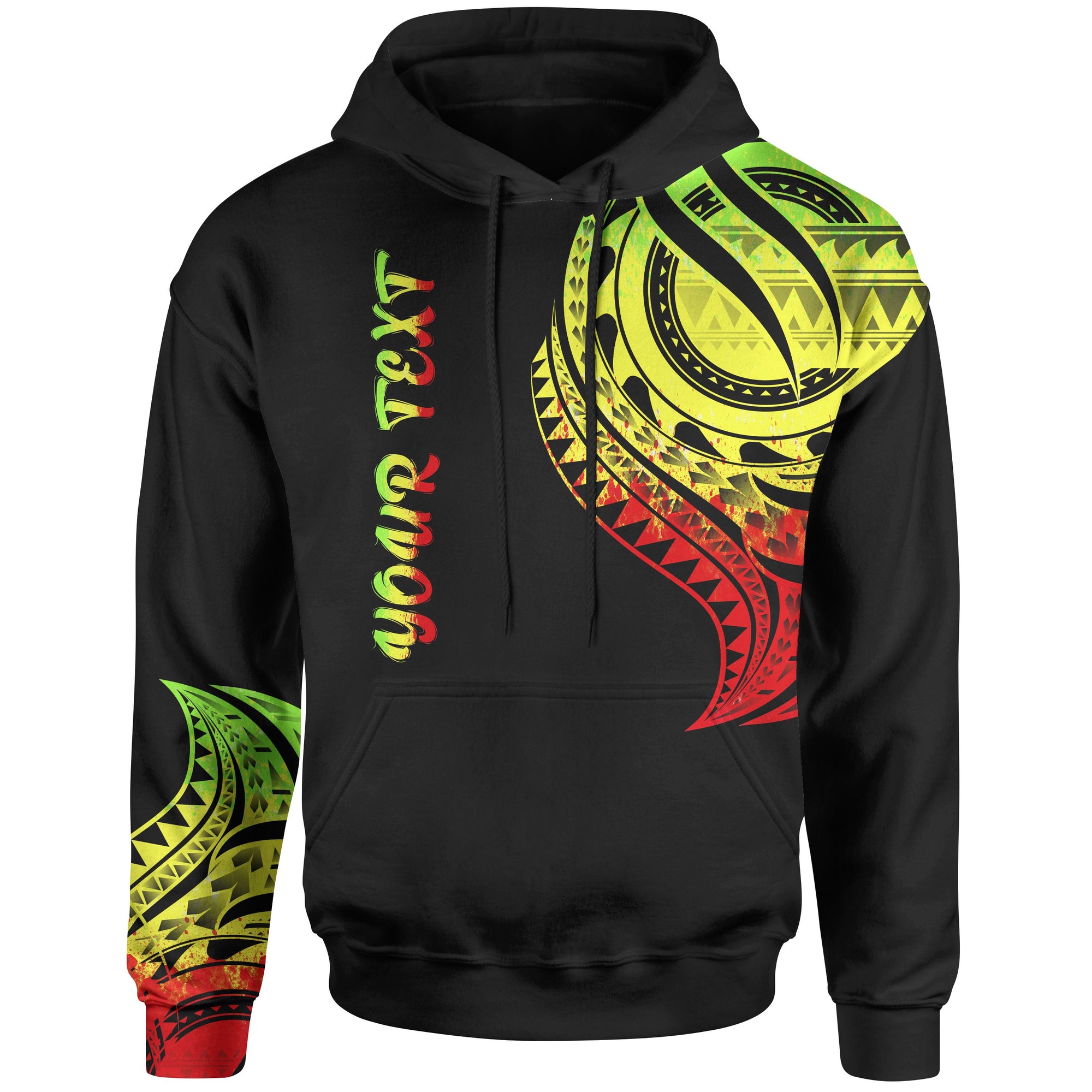 Samoa Custom Hoodie Samoan Tatau Reggae Patterns Unisex Black - Polynesian Pride