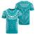 Hawaiian Kanaka Map Football Jersey T Shirt Cyan and White Roger Style Unisex Cyan - Polynesian Pride