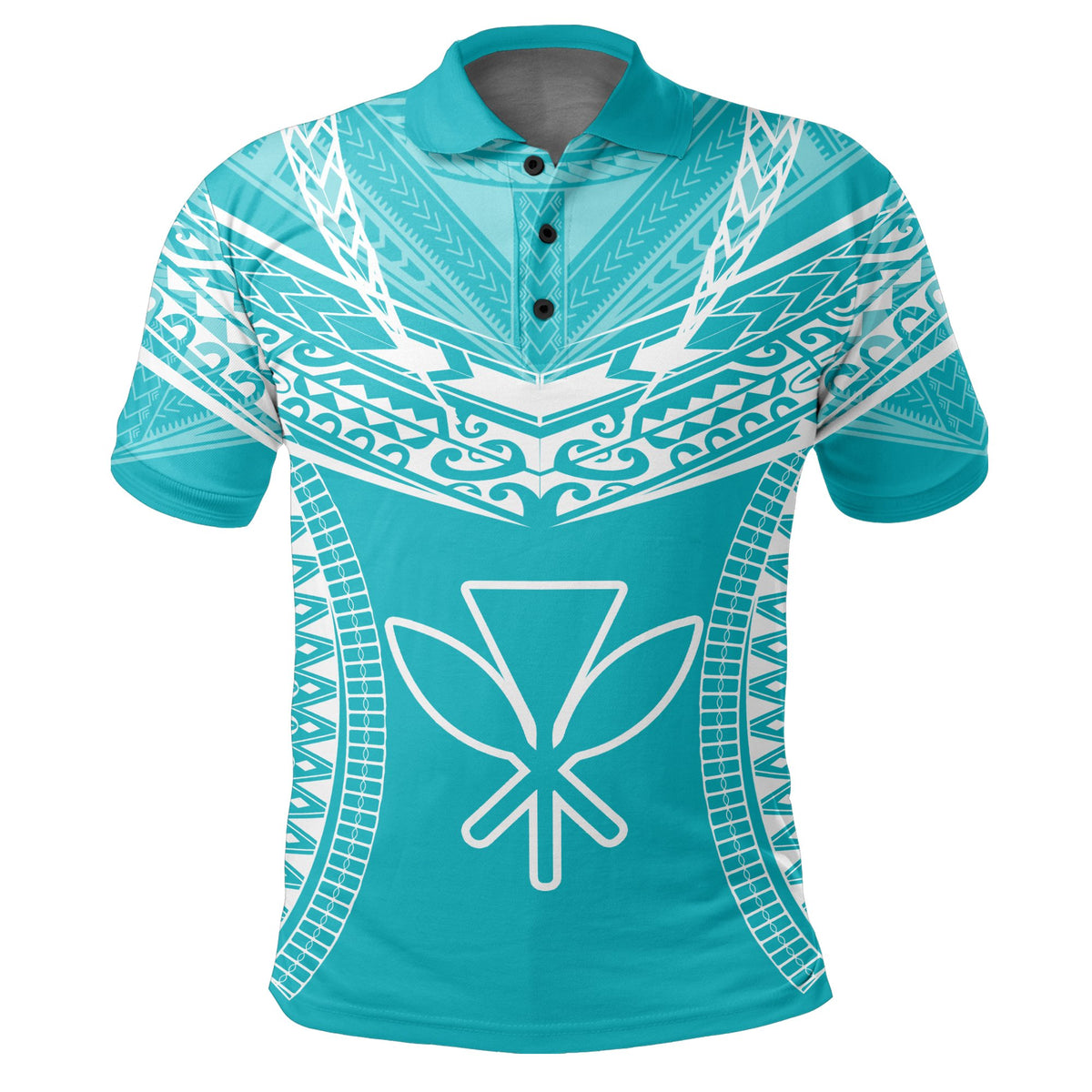 Hawaiian Kanaka Map Football Jersey Polo Shirt Cyan Roger Style - Polynesian Pride