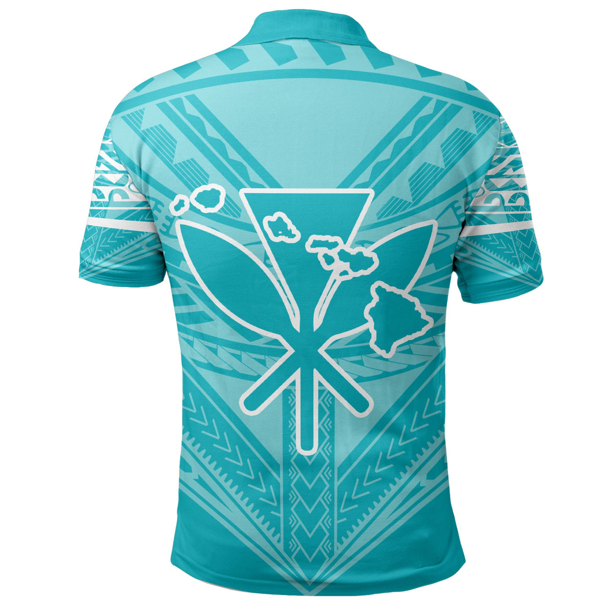 Hawaiian Kanaka Map Football Jersey Polo Shirt Cyan Roger Style - Polynesian Pride