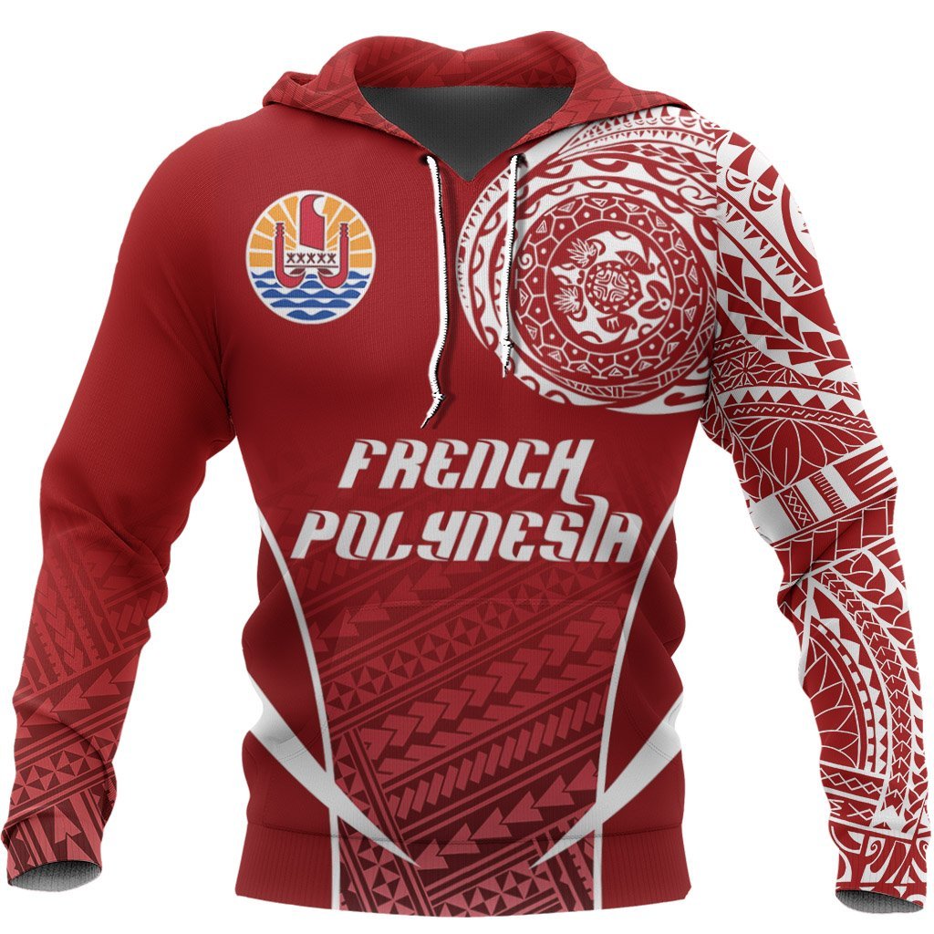 French Polynesia Active Special Hoodie French Polynesia Flag Tattoo Unisex Red - Polynesian Pride