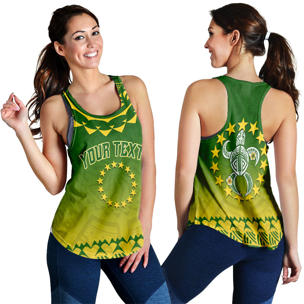 (Custom Personalised) Cook Islands Turtle With Tribal Women Tank Top - LT12 Green - Polynesian Pride