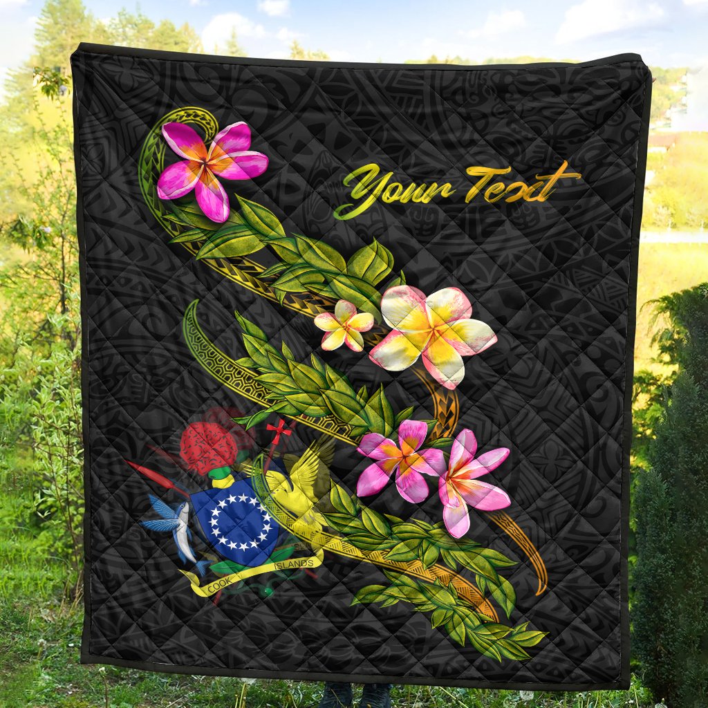 Cook Islands Polynesian Custom Personalised Quilt - Plumeria Tribal - Polynesian Pride