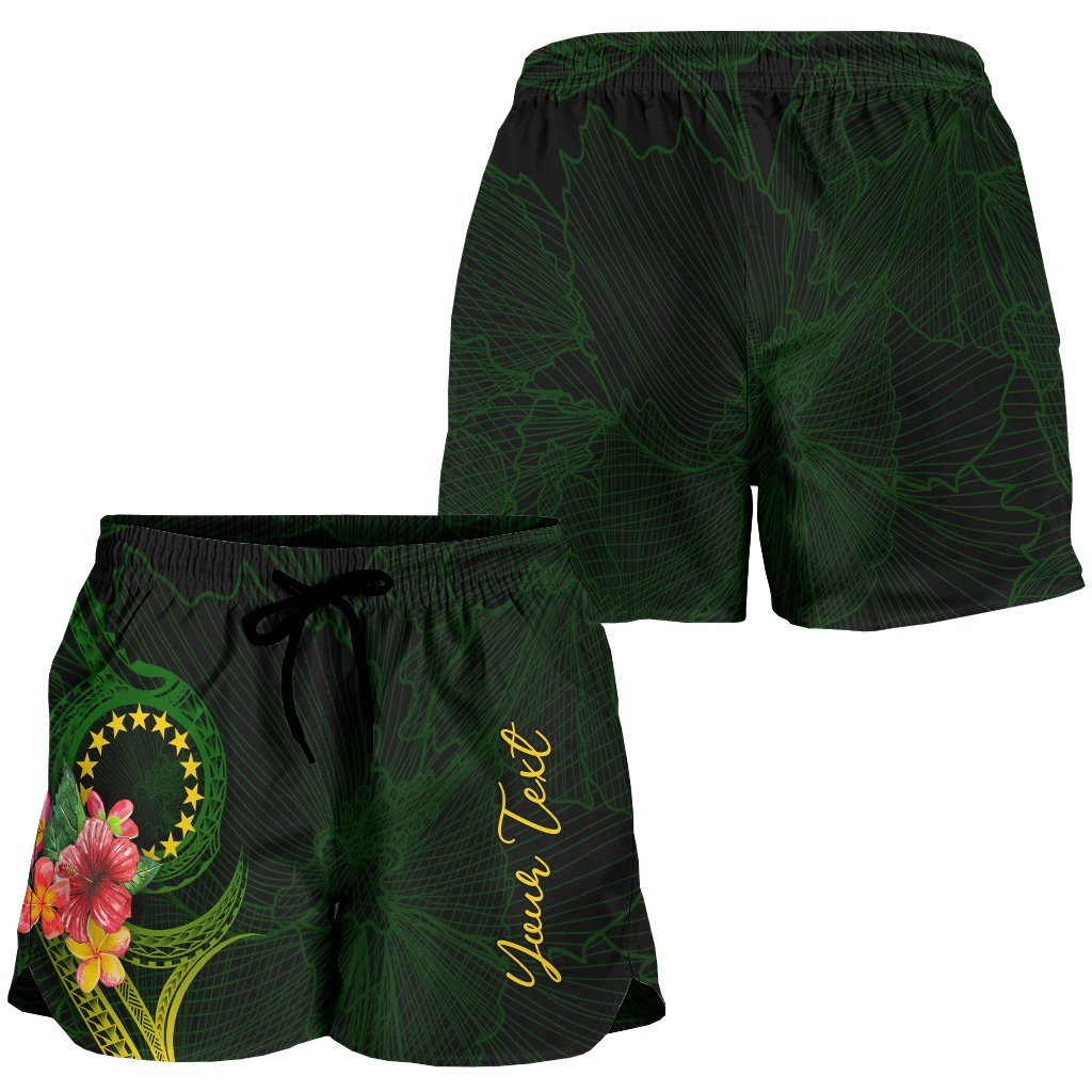 Cook Islands Polynesian Custom Personalised Women's Shorts - Floral With Seal Flag Color - Polynesian Pride