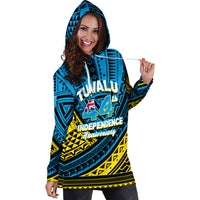 (Custom Personalised)Tuvalu Hoodie Dress 44th Independence Anniversary - Tribal Pattern - LT12 - Polynesian Pride