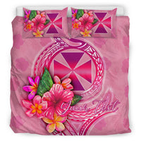 Wallis And Futuna Polynesian Custom Personalised Bedding Set - Floral With Seal Pink - Polynesian Pride