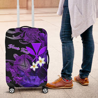 (Custom Personalised) Hawaii Turtle With Plumeria Leaf Purple Luggage Covers - LT12 - Polynesian Pride