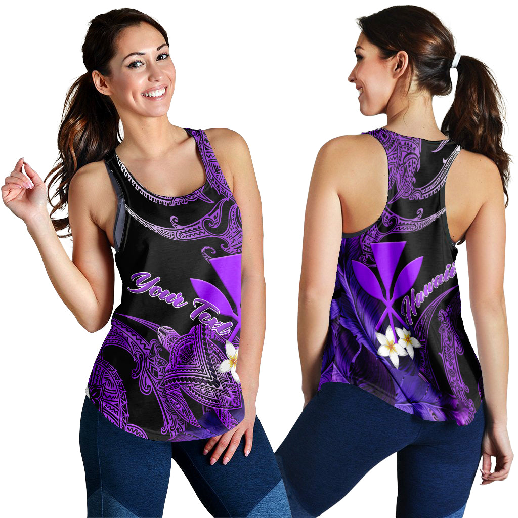 (Custom Personalised) Hawaii Turtle With Plumeria Leaf Purple Women Tank Top - LT12 - Polynesian Pride
