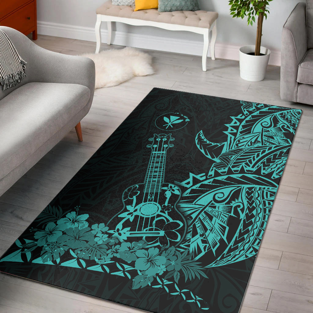 Hawaii Polynesian Area Rug Ukulele Turquoise LT13 Turquoise - Polynesian Pride