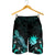 Nauru Polynesian Men's Shorts - Turtle With Blooming Hibiscus Turquoise - Polynesian Pride