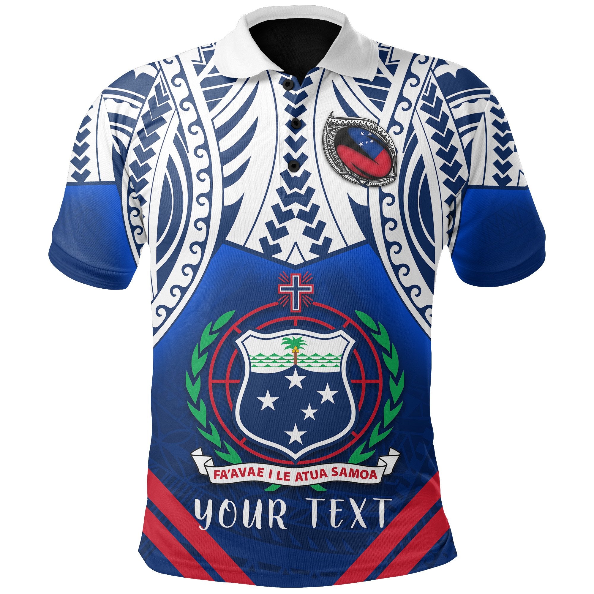 Custom Samoa Rugby Polo Shirt Tribal Pattern Unisex Blue - Polynesian Pride