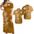 Custom Wallis et Futuna Matching Dress and Hawaiian Shirt Polynesia Gold Sea Turtle and Flowers LT13 Gold - Polynesian Pride