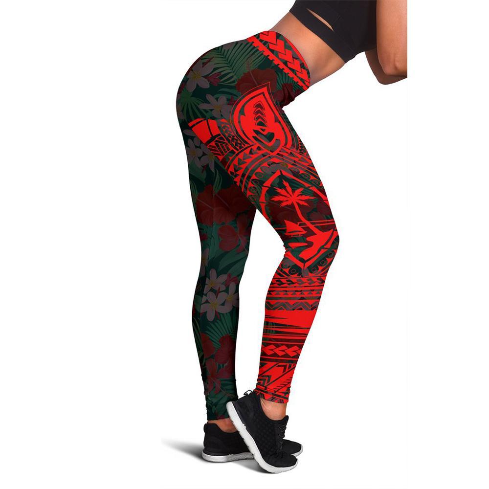 Guam Polynesian 1st Leggings (Red) A6 Red - Polynesian Pride