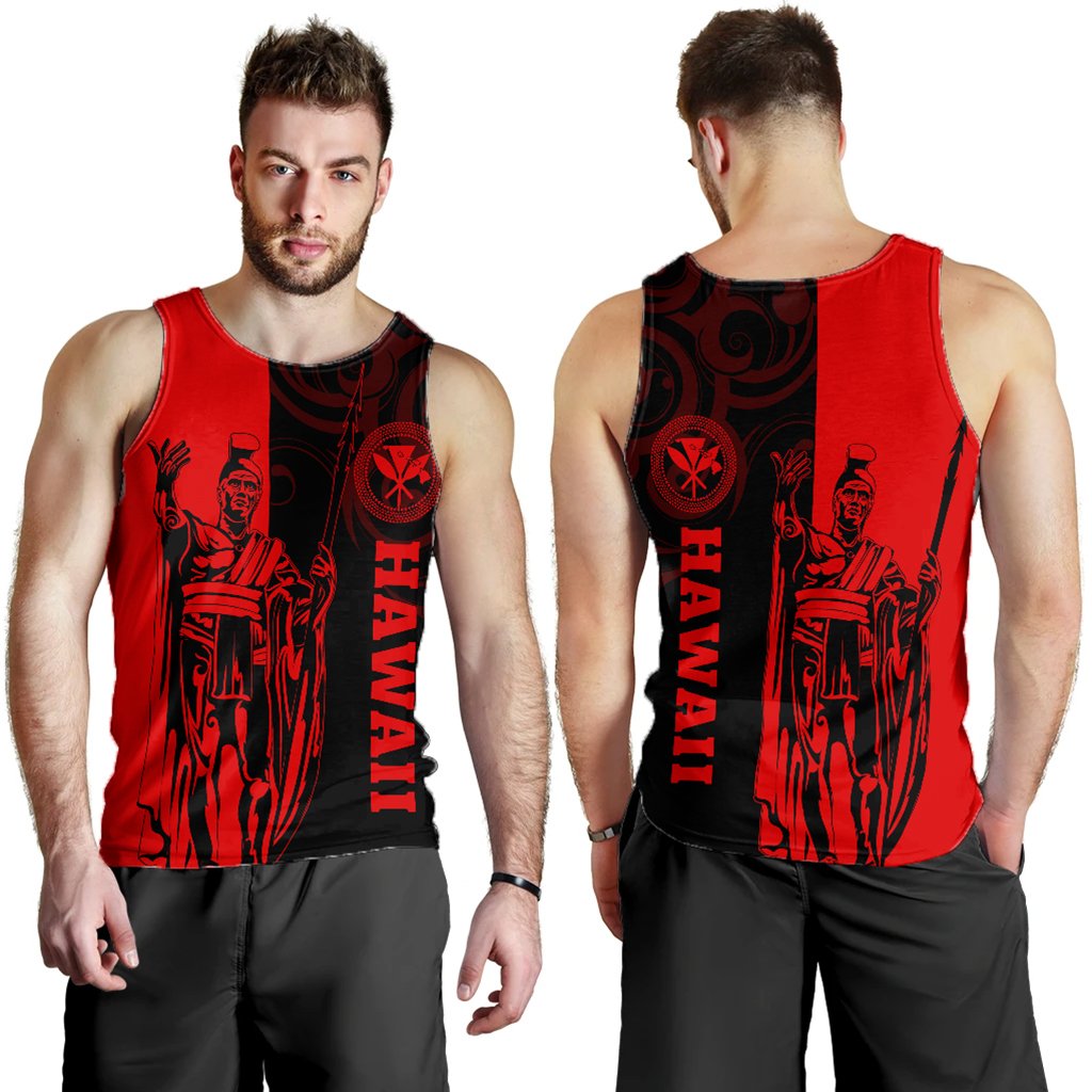 Hawaii King Polynesian Men's Tank Top - Lawla Style Red - AH Red - Polynesian Pride