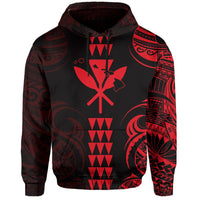 Kanaka Map Polynesian Kakau Hoodie Red - Polynesian Pride