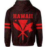 Polynesian King Kanaka Map Seal of Hawaii Hoodie Red - Polynesian Pride