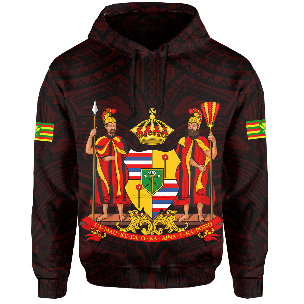 Polynesian Kanaka Maoli Royal Coat of Arms Hawaii Hoodie Red - Polynesian Pride