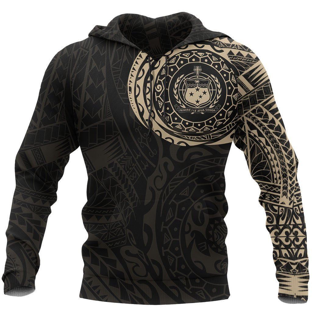 Samoa Hoodie Samoa Coat of Arms Polynesian Tattoo Unisex Black & GOLD - Polynesian Pride