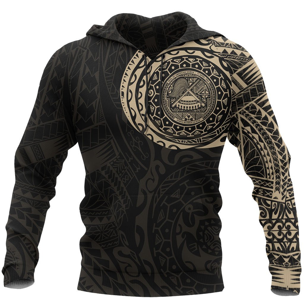 American Samoa Hoodie American Samoa Seal Polynesian Tattoo Unisex Black & GOLD - Polynesian Pride