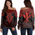 Hawaii Polynesian Limited Women's Off Shoulder Sweater - Tab Style Red - AH Black - Polynesian Pride